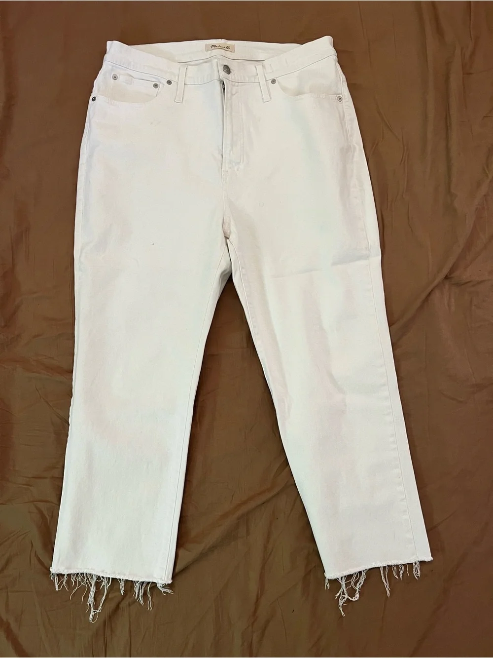 Madewell White Cropped Raw-Hem Jeans